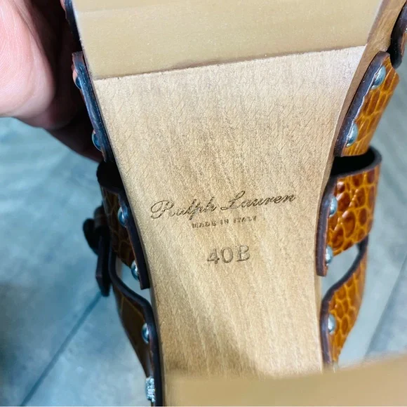 New Ralph Lauren Purple Label Woven Leather Clog Heels Women’s Size 9.5 - Picture 7 of 8